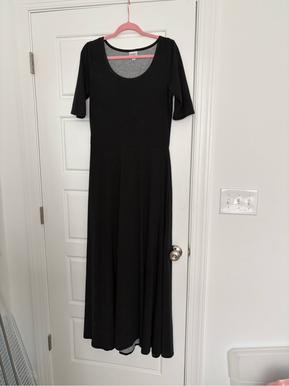 LuLaRoe Black Scoop Neck Maxi Dress with Subtle Dot Texture
